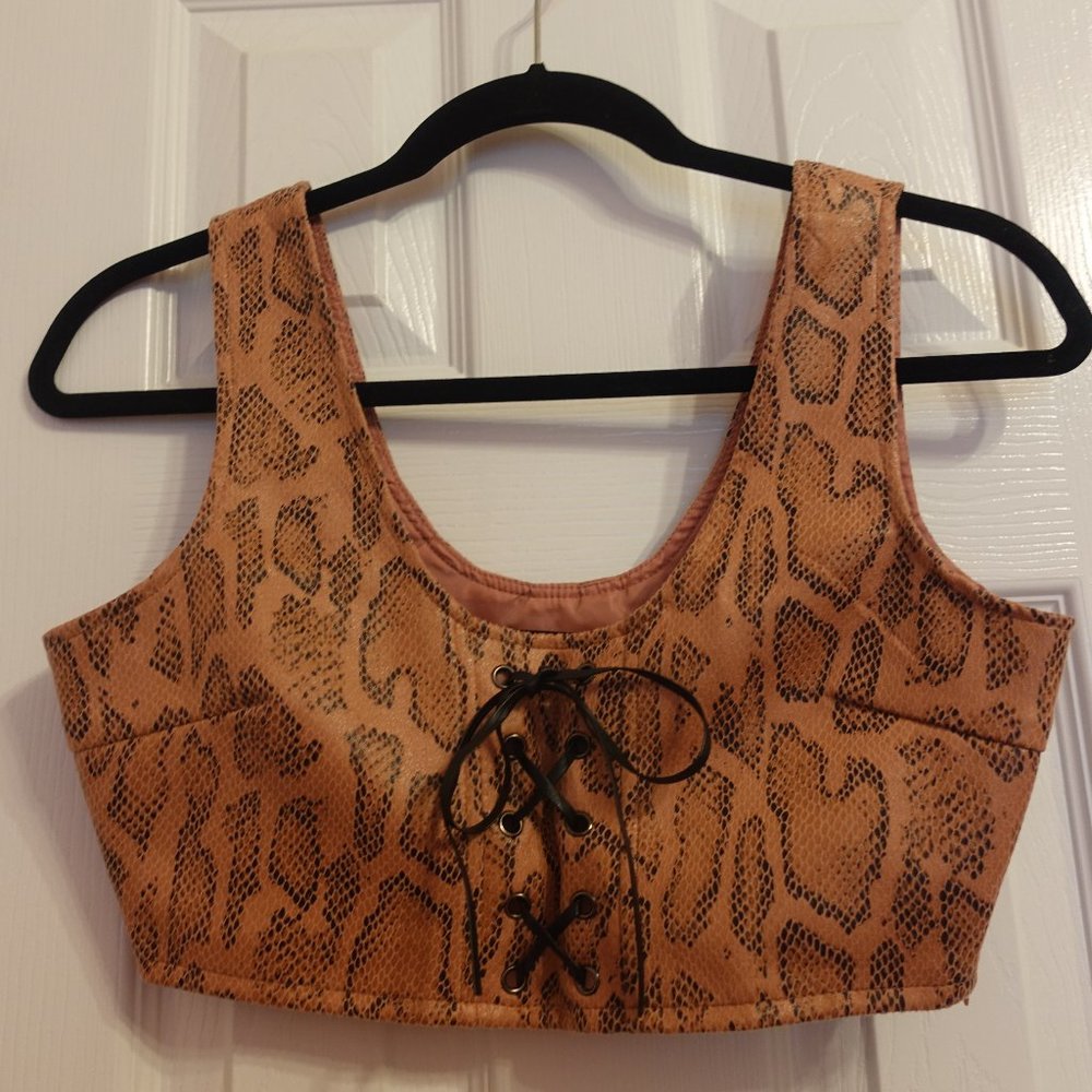 Nasty Gal Snake Lace Up Bralet